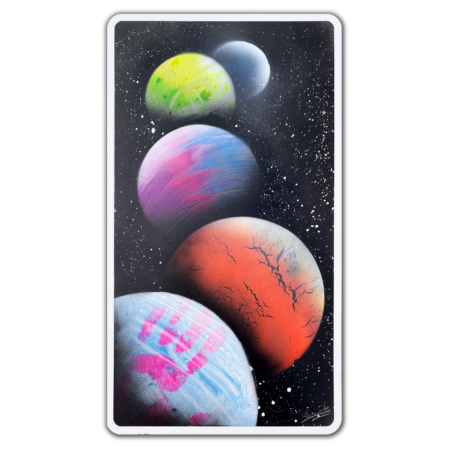 "5 planets" ORIGINAL  spray painting