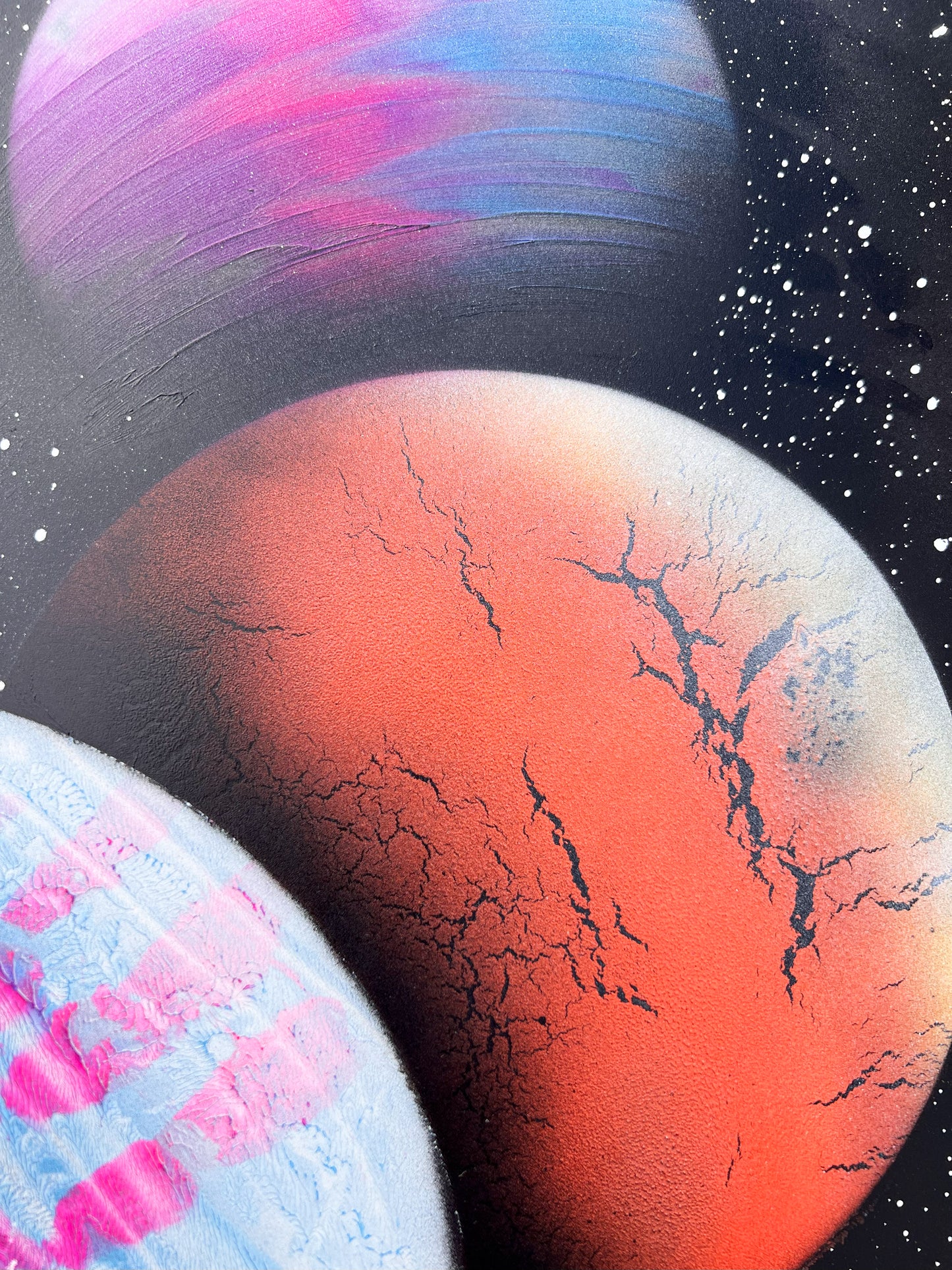 "5 planets" ORIGINAL  spray painting